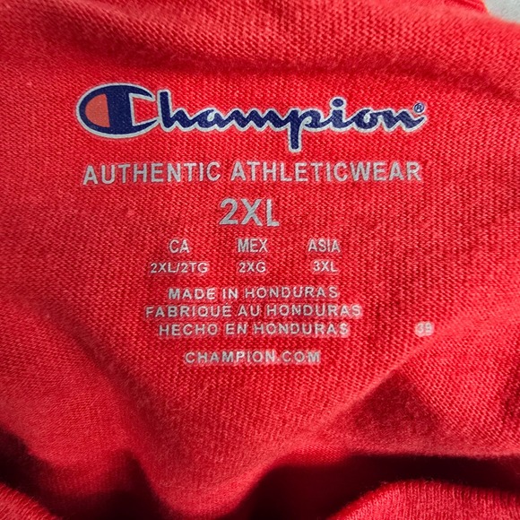 Champion Men's Red Long‎ Sleeve Crewneck T-Shirt Authentic Athleticwear Size 2XL - Picture 7 of 8